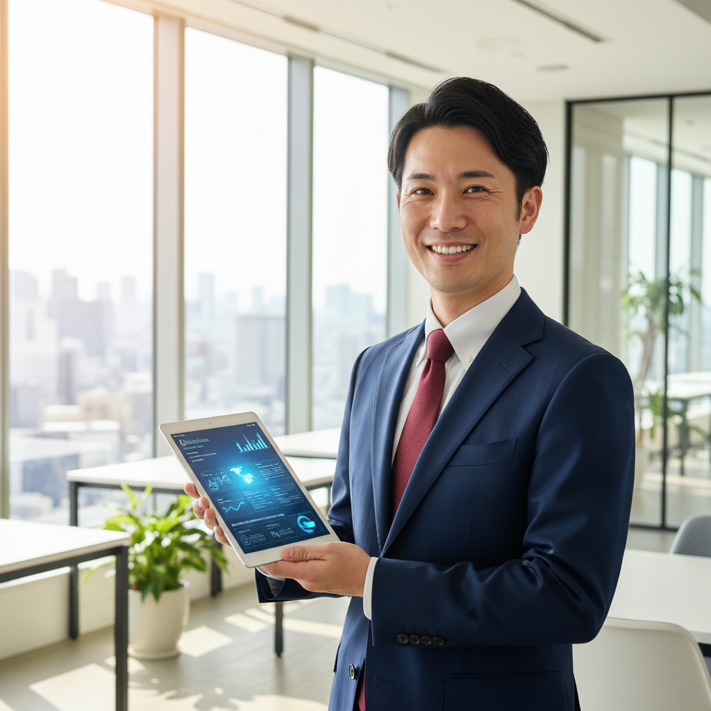 タブレットで注文書を確認するスタッフ